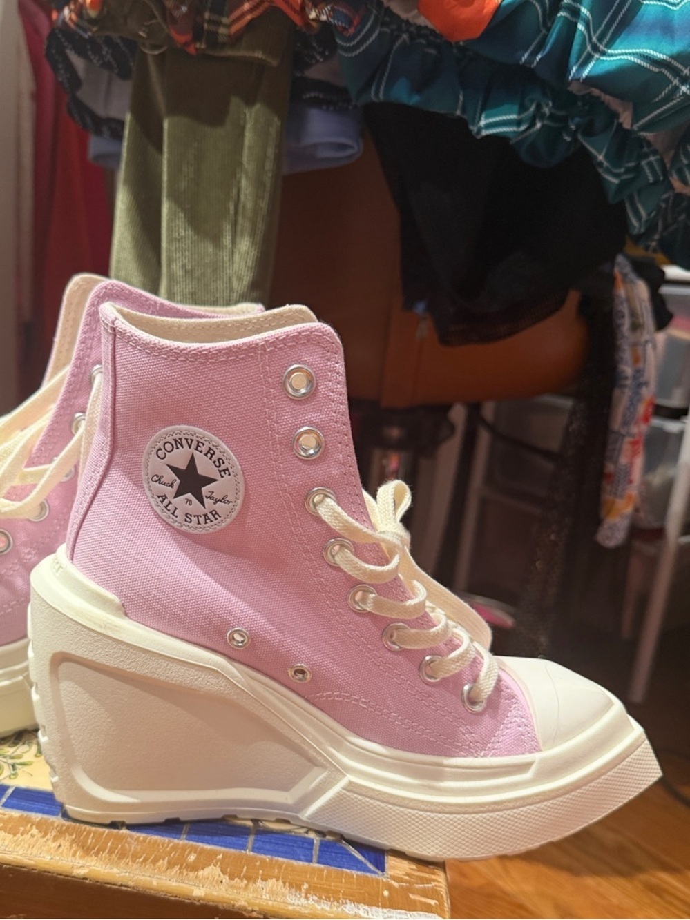 Converse Pink High-Top Platform Lift Sneakers